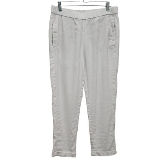 J. Jill Linen Stretch Pants Size Medium Petite White Casual Beachy Minimalist - Picture 2 of 9